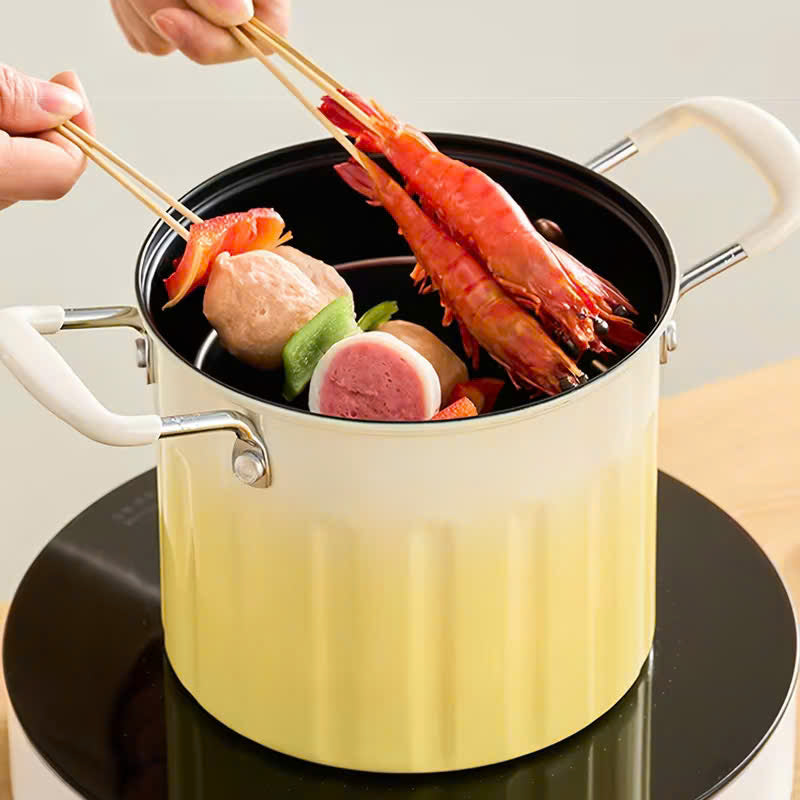 3 Litre Deep Frying Pot with Strainer – Safe Material, Compatible with Multiple Stovetops, Easy to Clean