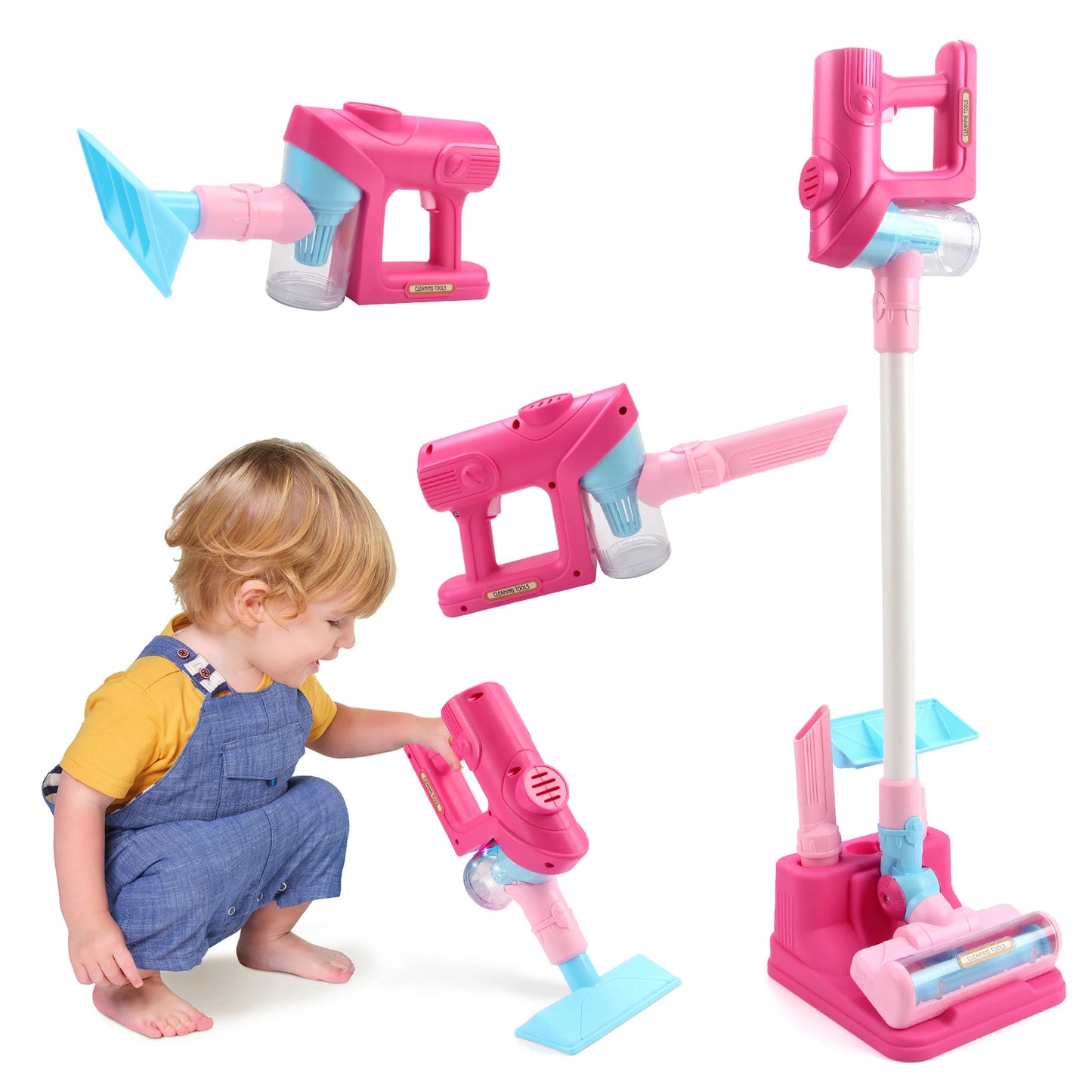 3 in 1 Electric Mini Vacuum Cleaner Toy with Simulated Suction Effect, Lights & Sounds, Safe for Ages 3+