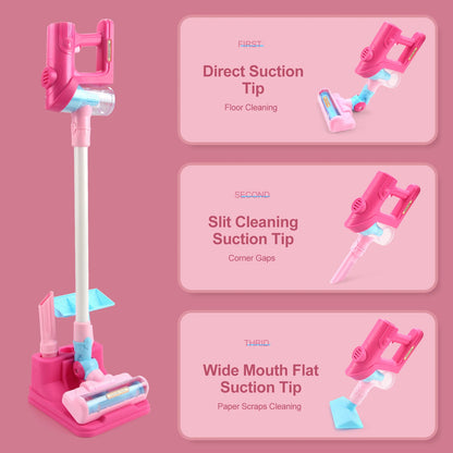 3 in 1 Electric Mini Vacuum Cleaner Toy with Simulated Suction Effect, Lights & Sounds, Safe for Ages 3+