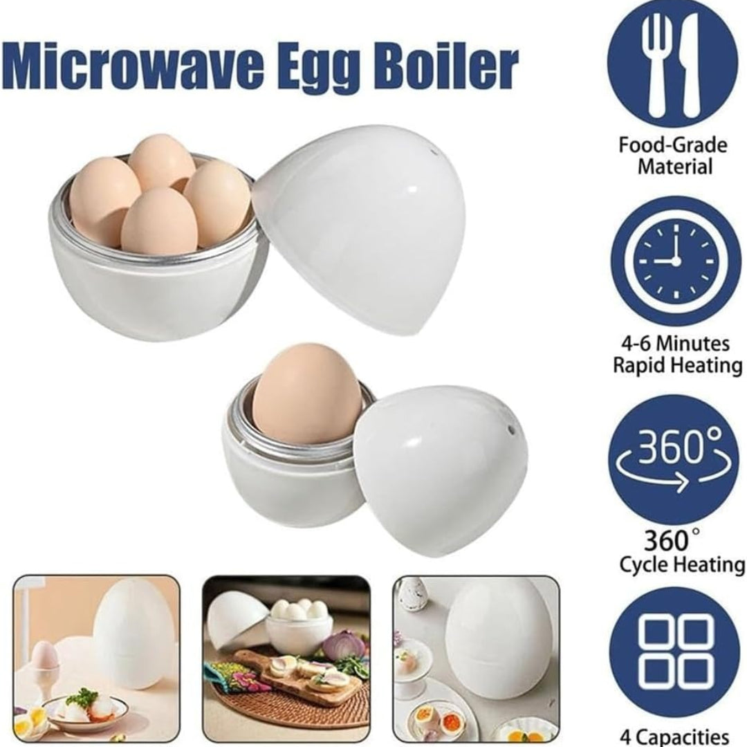 4-Egg Microwave Boiler – Quick Cooker for Perfect Soft or Hard Boiled Eggs & Built-in Easy Shell Remover