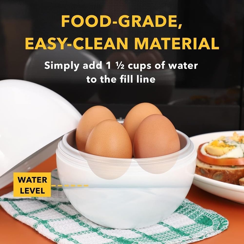 4-Egg Microwave Boiler – Quick Cooker for Perfect Soft or Hard Boiled Eggs & Built-in Easy Shell Remover