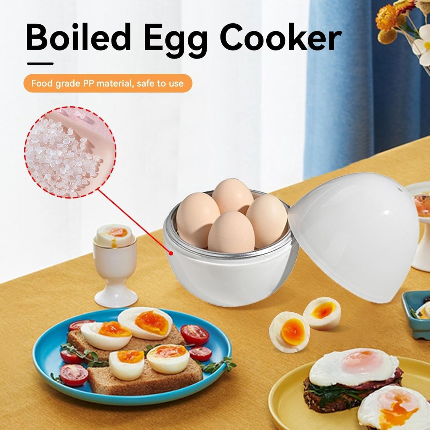 4-Egg Microwave Boiler – Quick Cooker for Perfect Soft or Hard Boiled Eggs & Built-in Easy Shell Remover