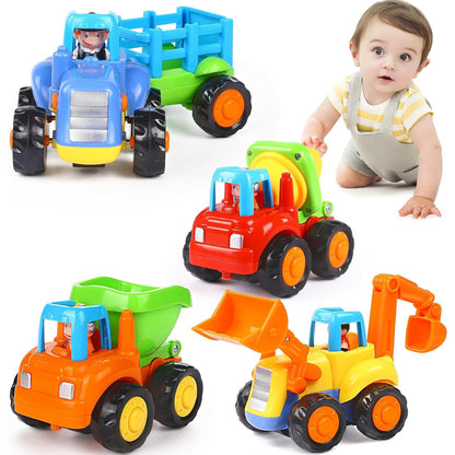 4-Pack Friction Vehicle Toys, No Batteries Required, Easy to Use, Cartoon Design, Compact Size, Safe for Ages 1+