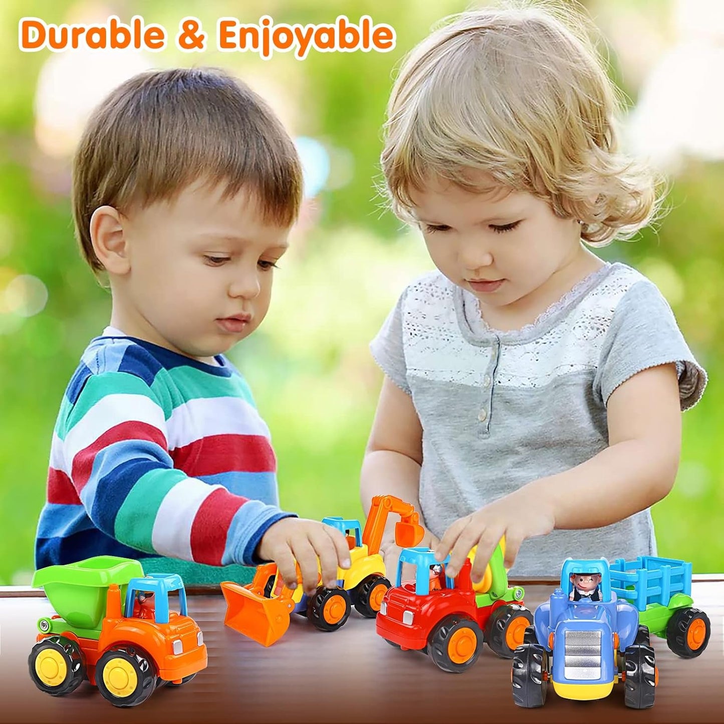 4-Pack Friction Vehicle Toys, No Batteries Required, Easy to Use, Cartoon Design, Compact Size, Safe for Ages 1+