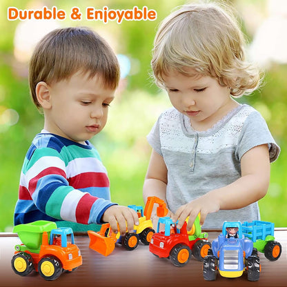 4-Pack Friction Vehicle Toys, No Batteries Required, Easy to Use, Cartoon Design, Compact Size, Safe for Ages 1+