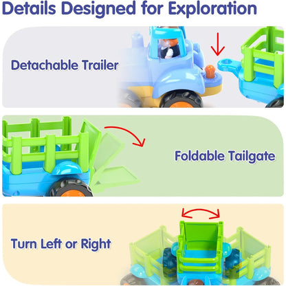 4-Pack Friction Vehicle Toys, No Batteries Required, Easy to Use, Cartoon Design, Compact Size, Safe for Ages 1+