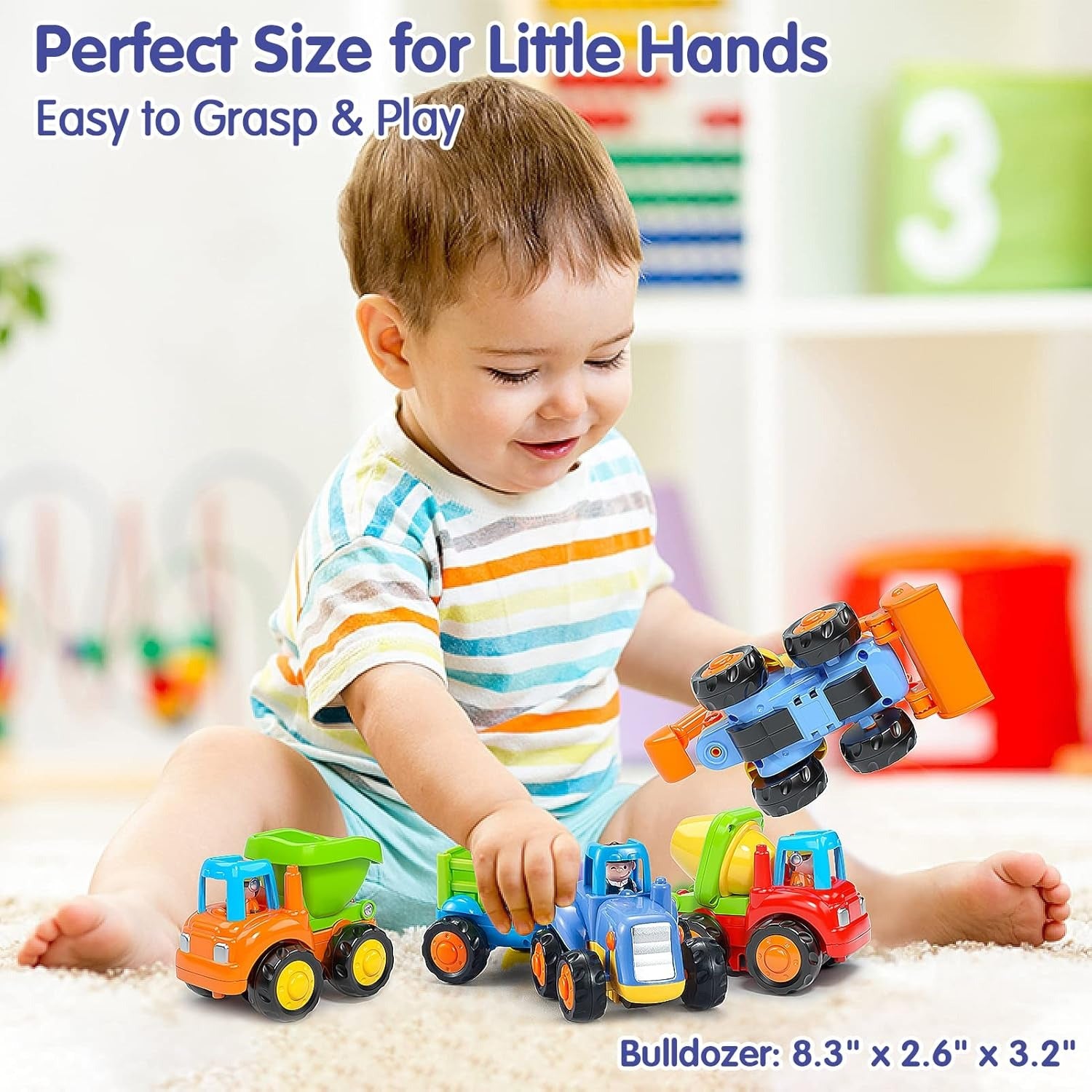 4-Pack Friction Vehicle Toys, No Batteries Required, Easy to Use, Cartoon Design, Compact Size, Safe for Ages 1+