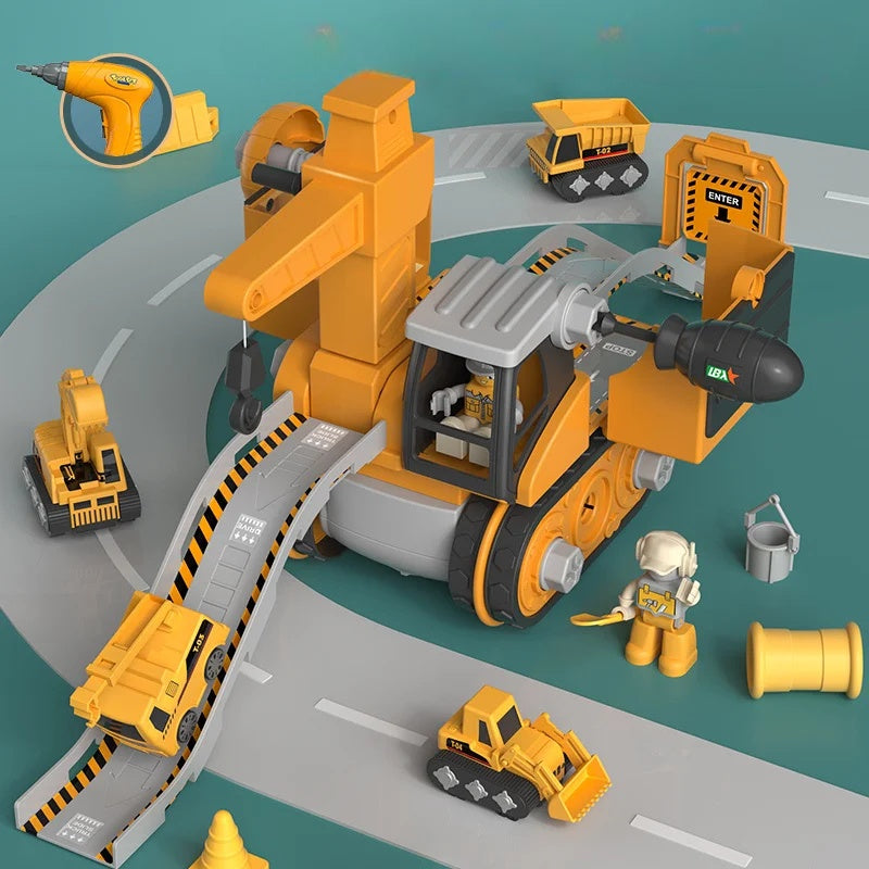 4-in-1 Kids Engineering Vehicle Assembly Toy – Boosts Creativity & Logic, Realistic Play, Electric Drill, Engineering Accessories, Safe for Ages 3+