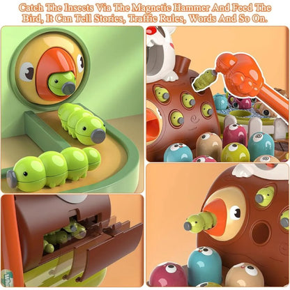 4-in-1 Montessori Baby Activity Toy With Fishing, Whac-A-Mole, Pull Carrot, Feeding For Ages 1+