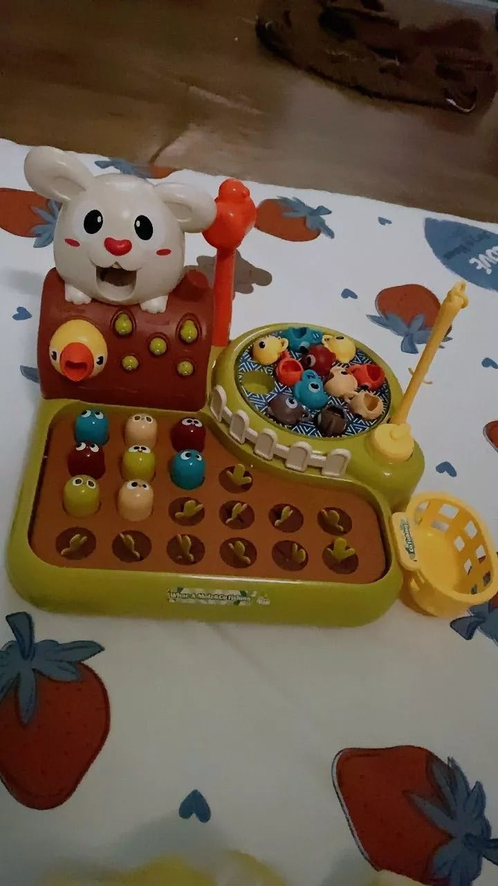 4-in-1 Montessori Baby Activity Toy With Fishing, Whac-A-Mole, Pull Carrot, Feeding For Ages 1+
