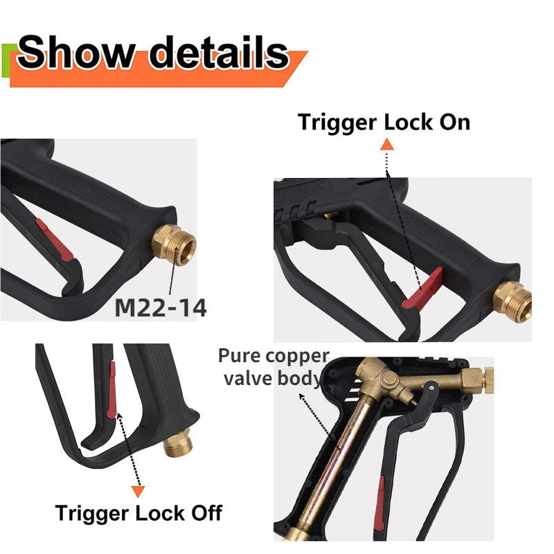 4000 PSI High-Pressure Washer Gun – Heavy-Duty Power Washer Spray Gun for Car, Patio & Driveway Cleaning