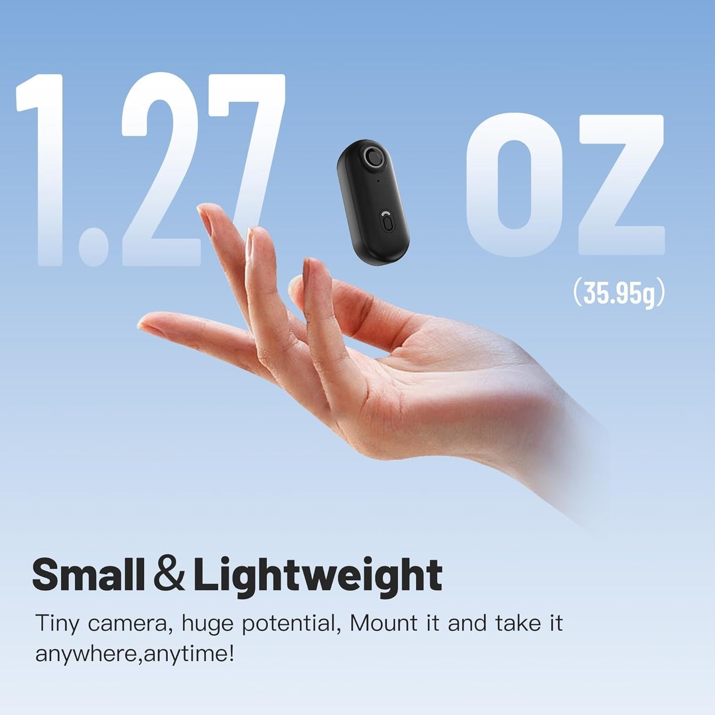 4K Thumb Action Camera, Waterproof Body Camera for Cycling & Pet Walking, 1080P HD Video Recording
