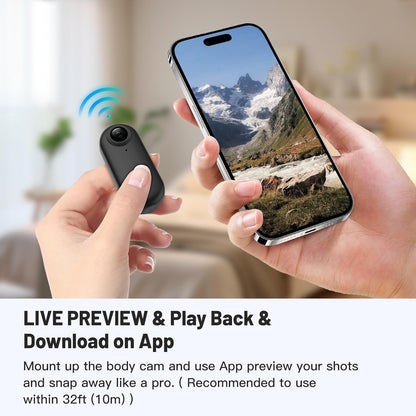 4K Thumb Action Camera, Waterproof Body Camera for Cycling & Pet Walking, 1080P HD Video Recording