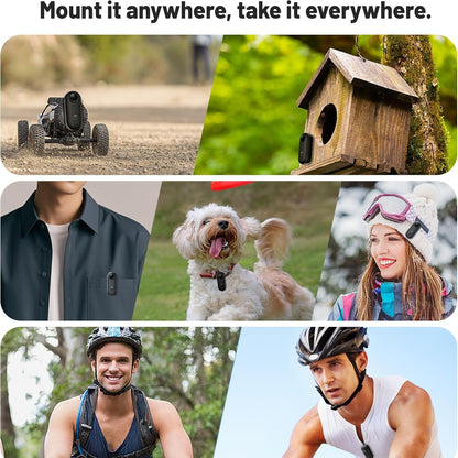 4K Thumb Action Camera, Waterproof Body Camera for Cycling & Pet Walking, 1080P HD Video Recording