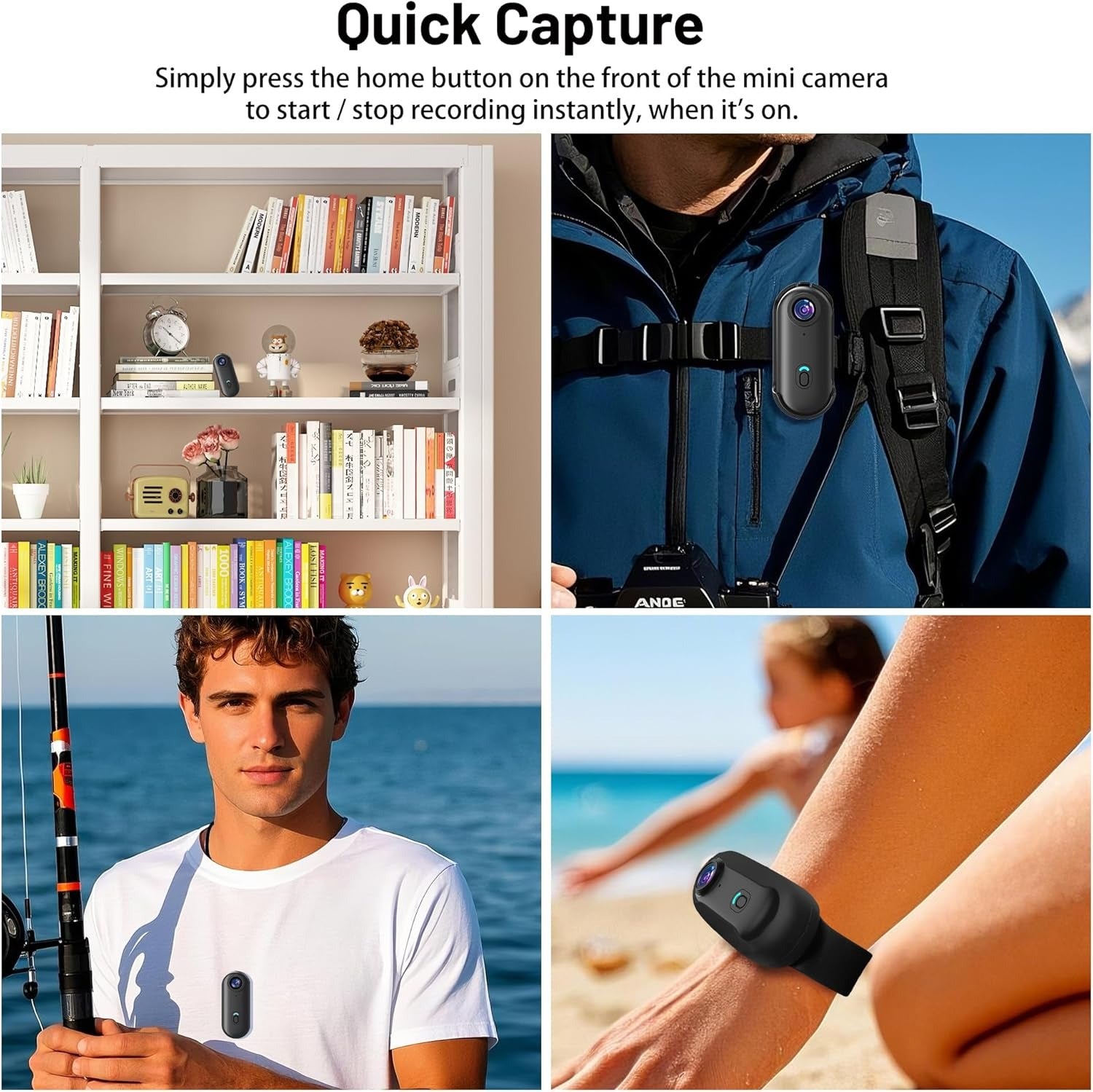 4K Thumb Action Camera, Waterproof Body Camera for Cycling & Pet Walking, 1080P HD Video Recording
