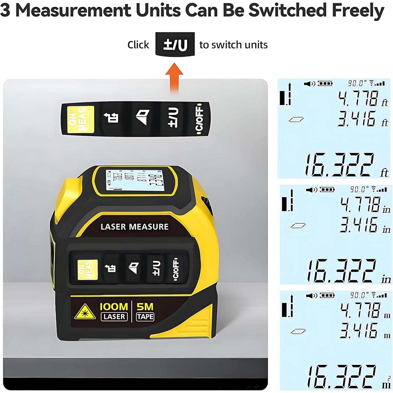 5-in-1 Digital Bluetooth Laser Tape Measure – Smart Electronic Measuring Tool with App Sync