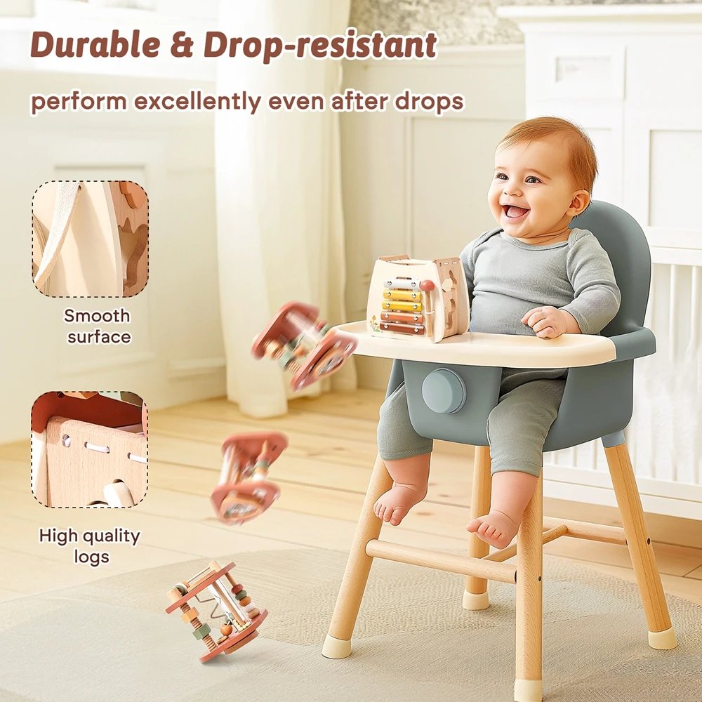 5-in-1 Montessori Mushroom Wooden Musical Toy with Xylophone, Fine Motor Activities, Pull Strap & Whimsical Design, Safe for Ages 1+