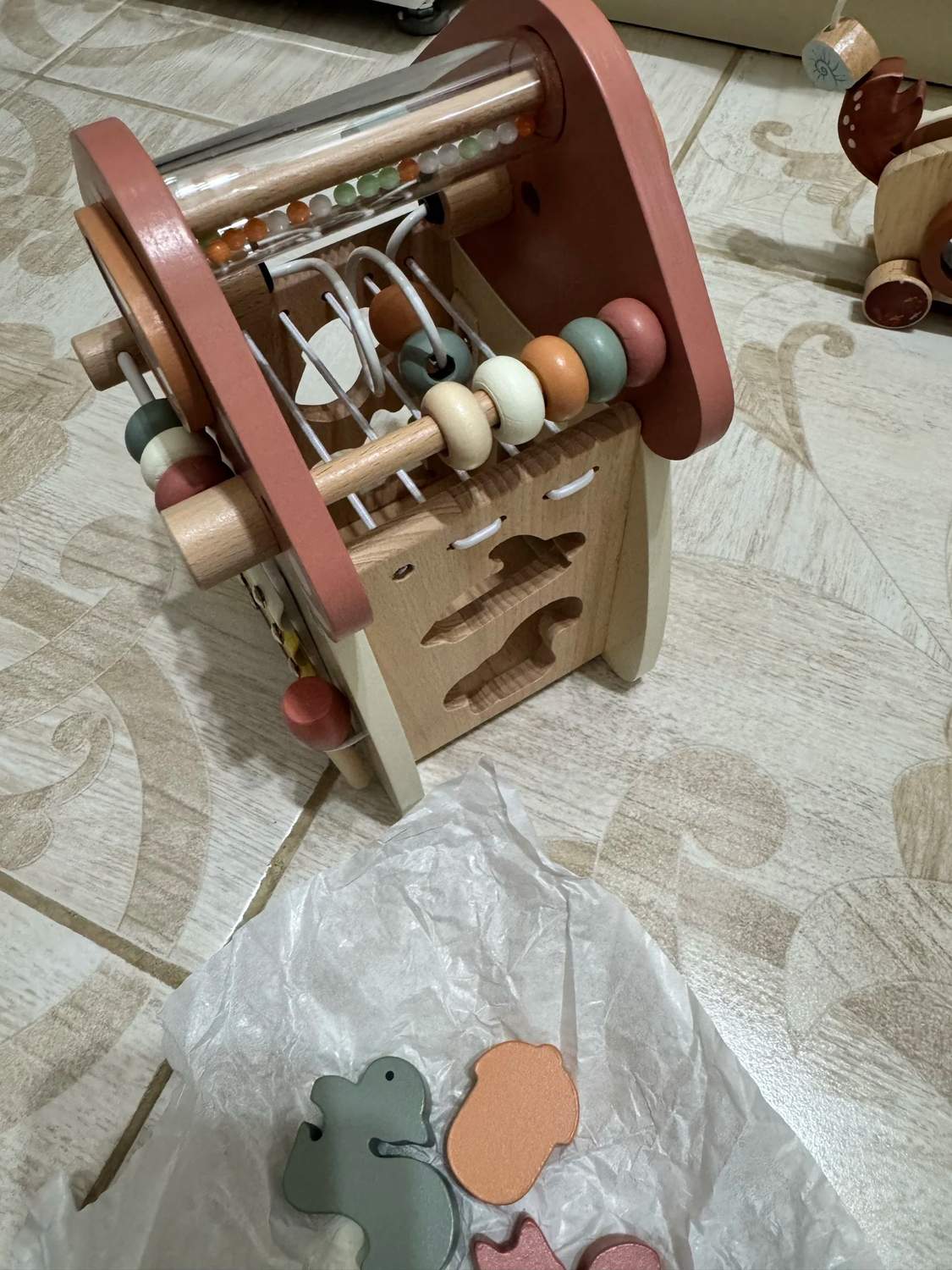 5-in-1 Montessori Mushroom Wooden Musical Toy with Xylophone, Fine Motor Activities, Pull Strap & Whimsical Design, Safe for Ages 1+