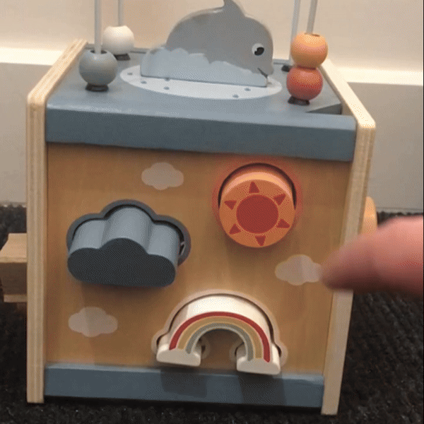 5-in-1 Montessori Wooden Activity Cube Toy, Educational Game, Safe for Toddlers 12 Months+