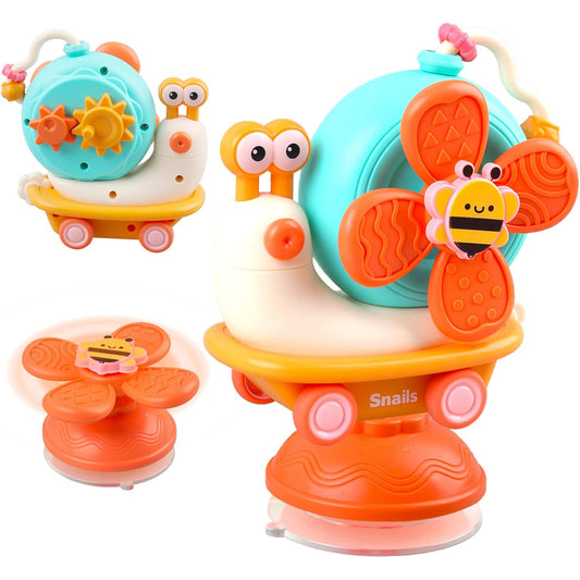 5-in-1 Snail Spinner Suction Toy, Montessori Baby Sensory Toy for Bath, Mealtime & Play, Safe for Ages 6 Months+