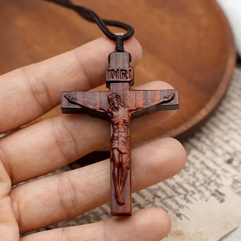 Handcrafted Wooden Cross Necklace