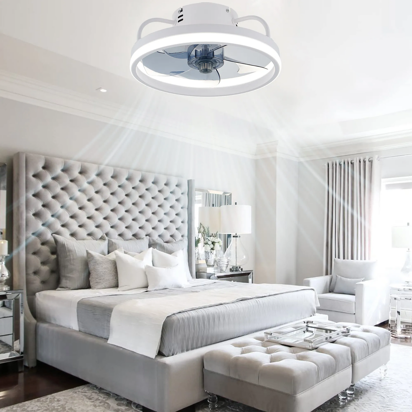 55W Multipurpose Ceiling Fan with LED Light and Remote Control, 3000K-6500K Dimmable