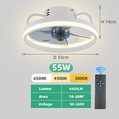 55W Multipurpose Ceiling Fan with LED Light and Remote Control, 3000K-6500K Dimmable