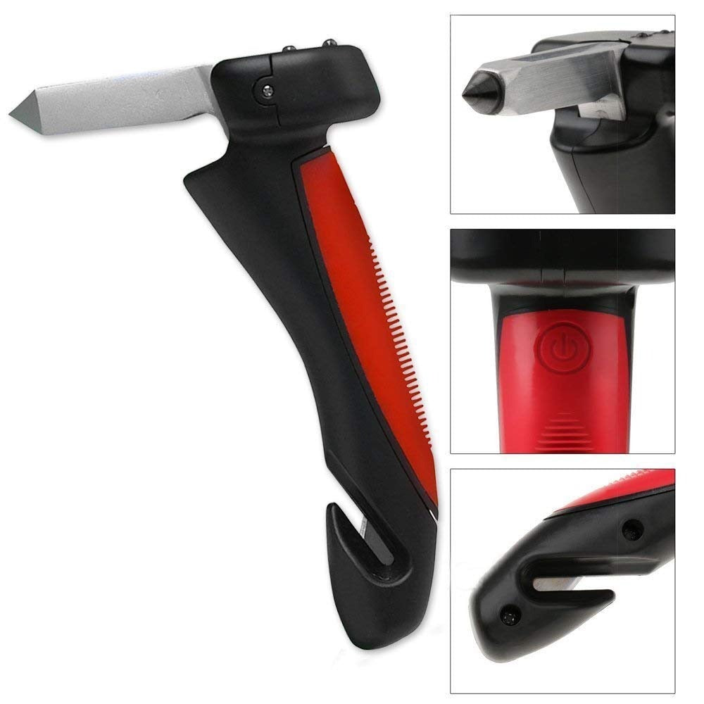 5 in 1 Car Handle Mobility Aid with Safe Window Breaker, Seatbelt Cutter, LED Flashlight for Safe Car Entrance-Exit
