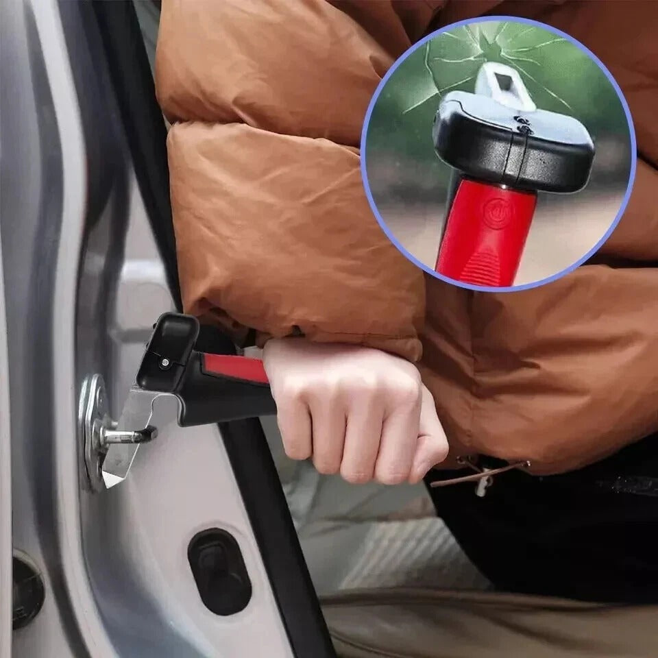 5 in 1 Car Handle Mobility Aid with Safe Window Breaker, Seatbelt Cutter, LED Flashlight for Safe Car Entrance-Exit