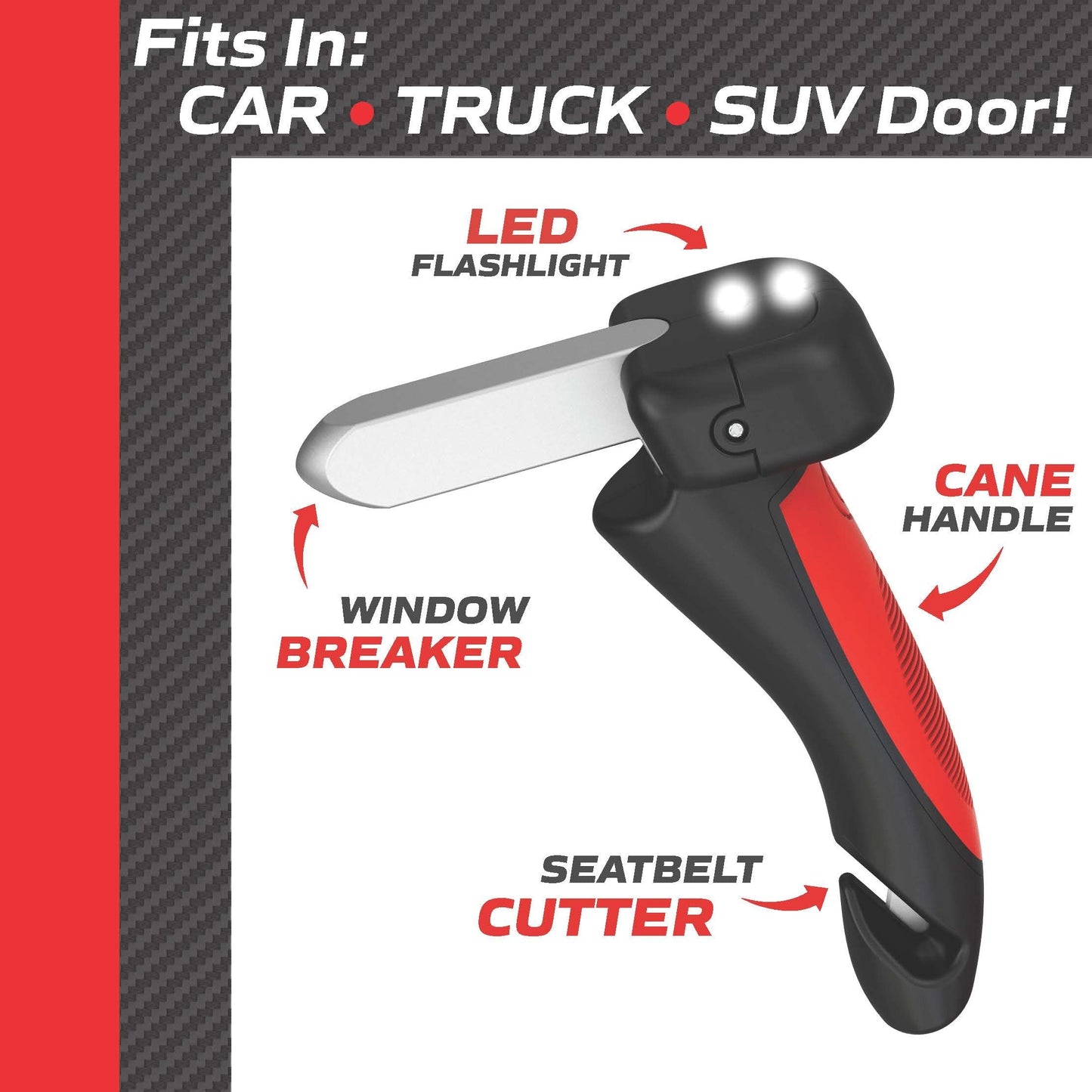 5 in 1 Car Handle Mobility Aid with Safe Window Breaker, Seatbelt Cutter, LED Flashlight for Safe Car Entrance-Exit