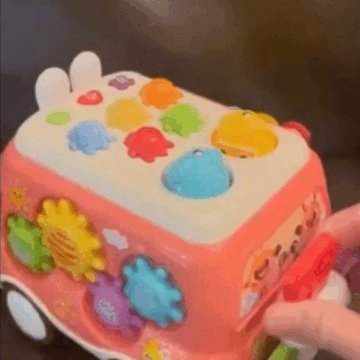 6-in-1 Montessori Learning Bus - Musical Baby Toy with Whack-a-Mole, Xylophone, Spinning Windmill & Gears, Safe for Ages 1+