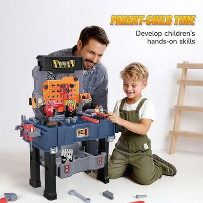 65 PCS Kids Tool Bench with Realistic Engineer Role-play, Automatic Saw, Safe for Ages 3+
