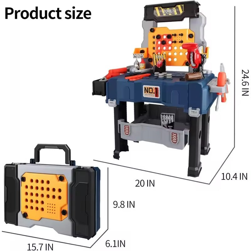 65 PCS Kids Tool Bench with Realistic Engineer Role-play, Automatic Saw, Safe for Ages 3+