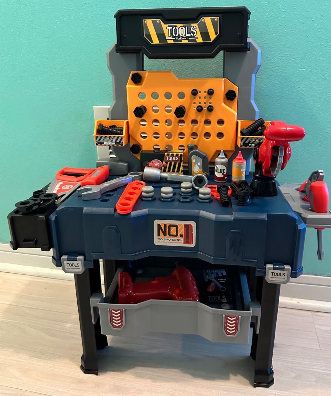 65 PCS Kids Tool Bench with Realistic Engineer Role-play, Automatic Saw, Safe for Ages 3+