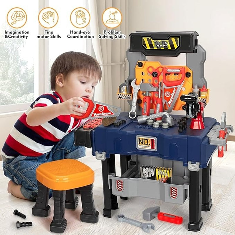 65 PCS Kids Tool Bench with Realistic Engineer Role-play, Automatic Saw, Safe for Ages 3+