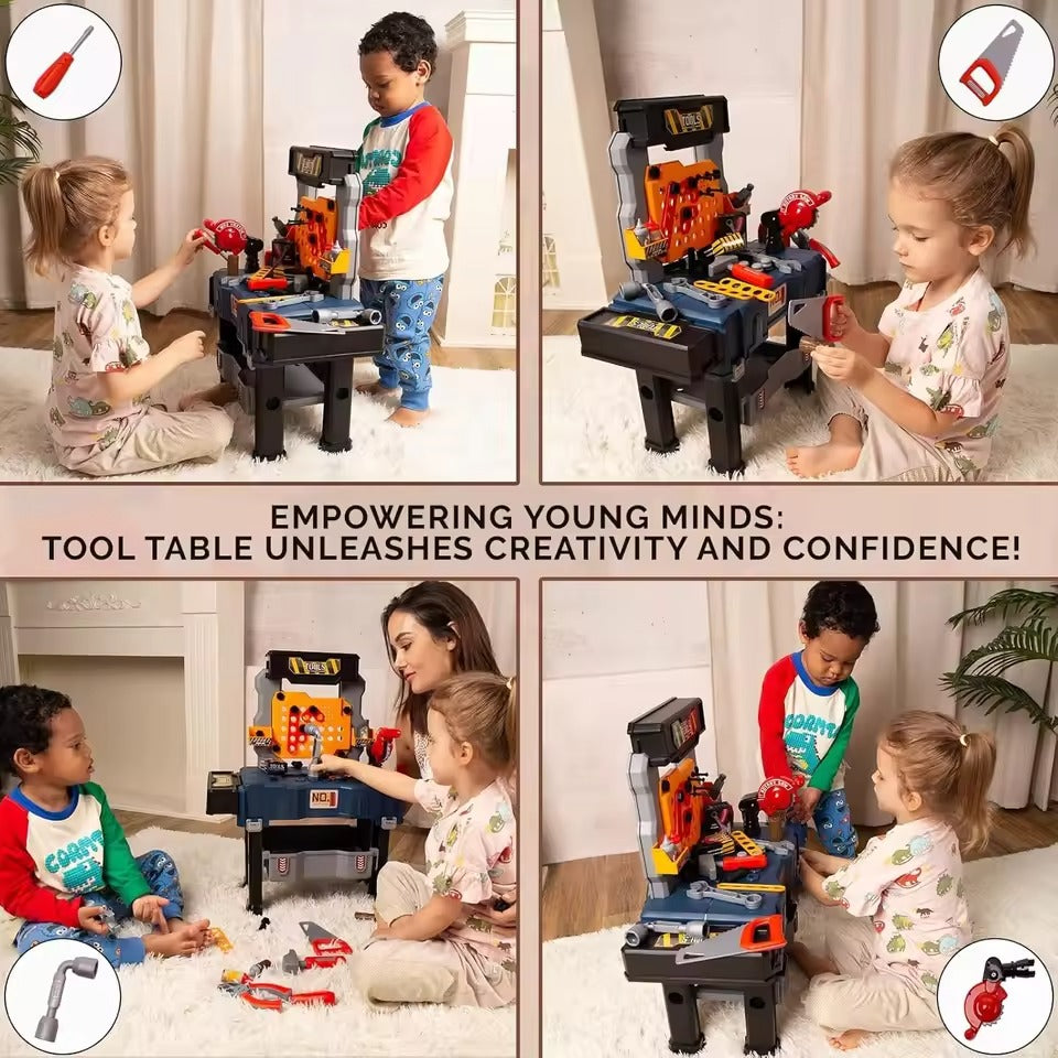 65 PCS Kids Tool Bench with Realistic Engineer Role-play, Automatic Saw, Safe for Ages 3+
