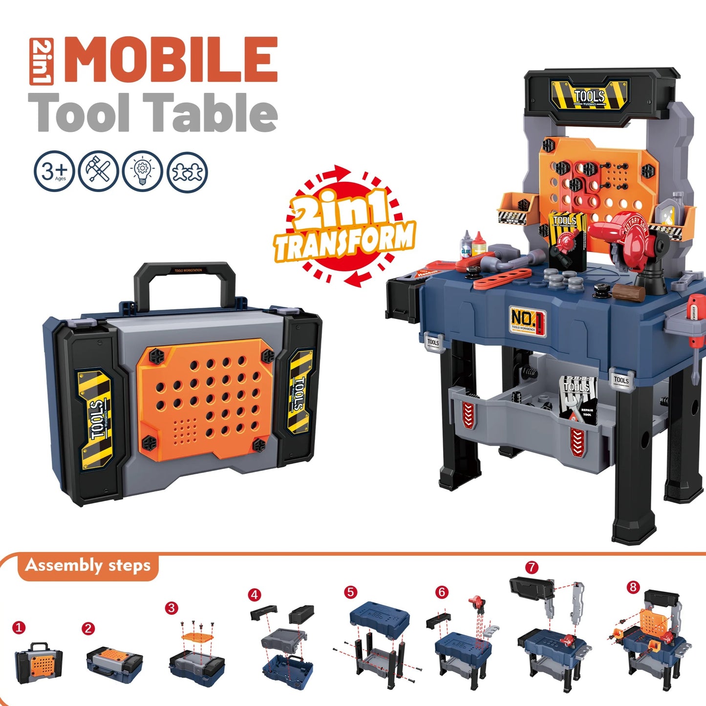 65 PCS Kids Tool Bench with Realistic Engineer Role-play, Automatic Saw, Safe for Ages 3+