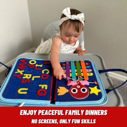 8-in-1 DIY Montessori Busy Board for Ages 2-6 – Non-toxic, Portable, Cartoon Design
