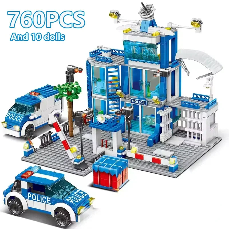 760 PCS Police Station Building Blocks Set with Durable ABS Plastic, Educational & Creative Toy for Kids, Safe for Ages 6+
