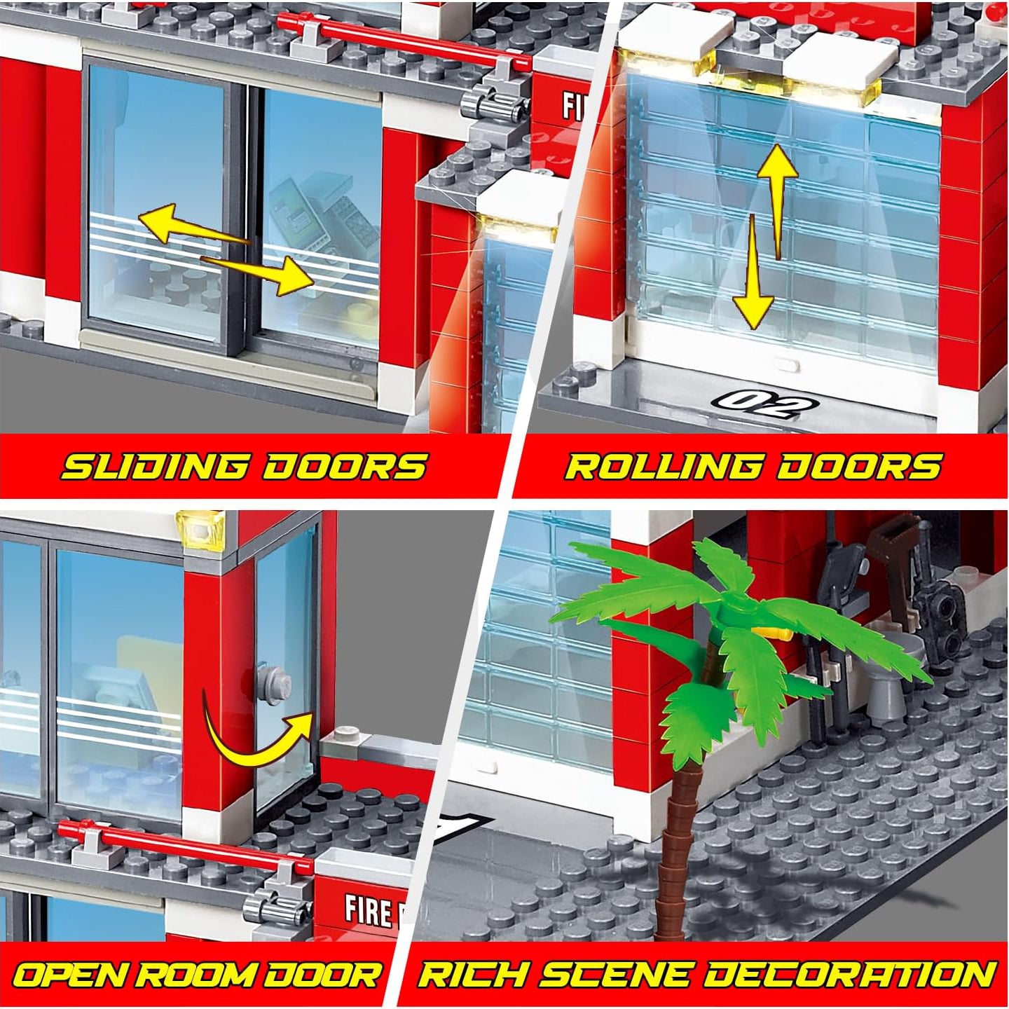 774 Pcs City Fire Station Building Set Including Fire Station, Fire Truck, Fire Helicopter, Fire Fighter, City Building, Safe for Ages 6+