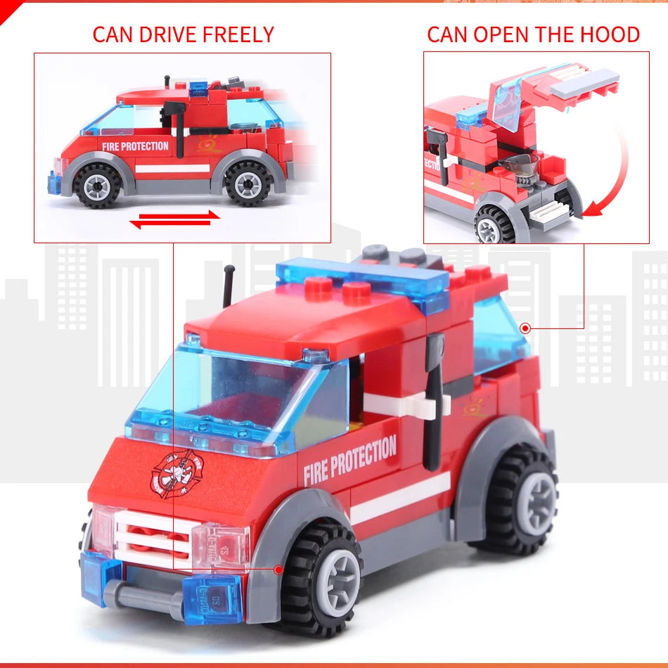 774 Pcs City Fire Station Building Set Including Fire Station, Fire Truck, Fire Helicopter, Fire Fighter, City Building, Safe for Ages 6+