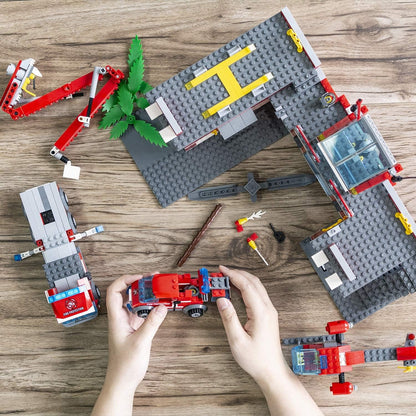 774 Pcs City Fire Station Building Set Including Fire Station, Fire Truck, Fire Helicopter, Fire Fighter, City Building, Safe for Ages 6+