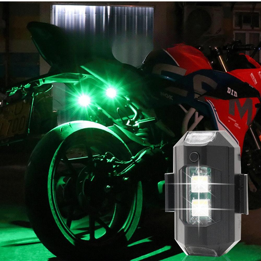 7 Colors LED Motorcycle Strobe Lights - Anti-Collision Lights and USB Charging, Night Signal Emergency Warning