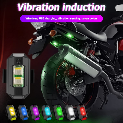 7 Colors LED Motorcycle Strobe Lights - Anti-Collision Lights and USB Charging, Night Signal Emergency Warning