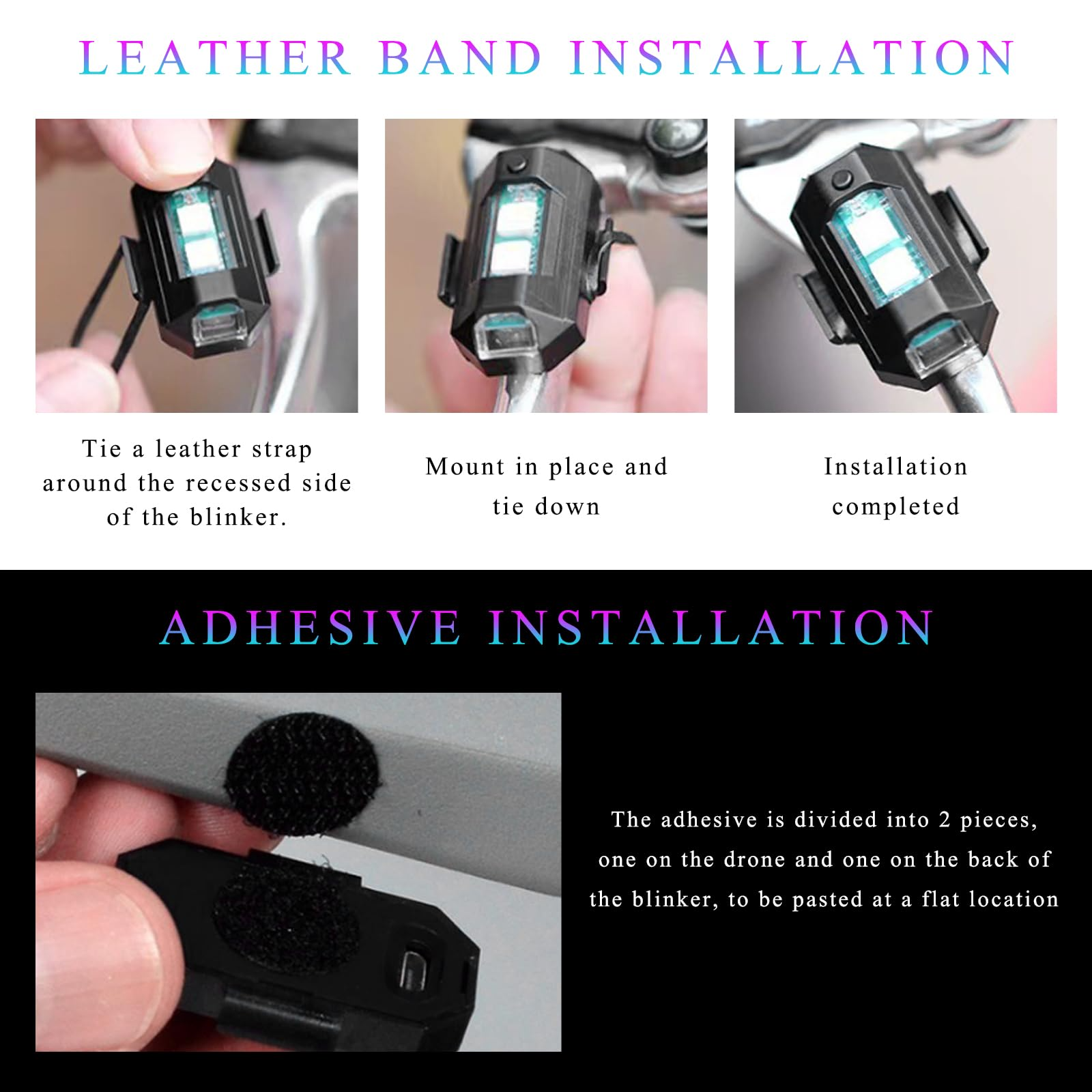 7 Colors LED Motorcycle Strobe Lights - Anti-Collision Lights and USB Charging, Night Signal Emergency Warning