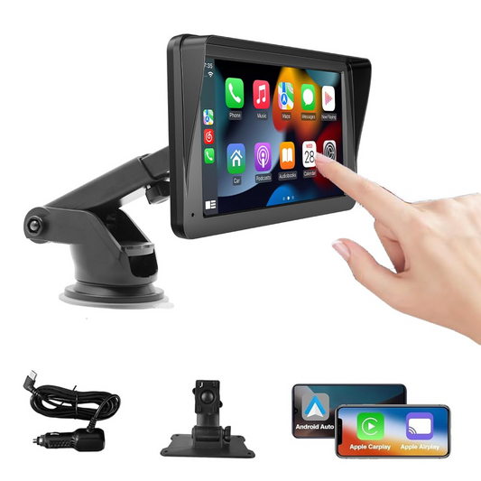 7" Touchscreen Car Display – Bluetooth Hands-Free Multimedia Player with Free Rear View Camera