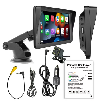 7" Touchscreen Car Display – Bluetooth Hands-Free Multimedia Player with Free Rear View Camera