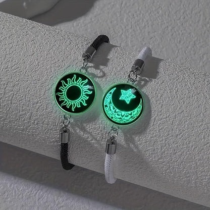 Sun & Moon Bracelets – 2-Pack Luminous Couples Jewelry for Long-Distance Love
