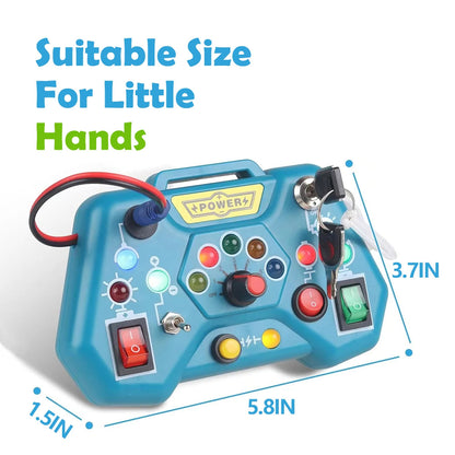 8-in-1 Montessori Busy Board Toy, Ages 3+, Multiple LED Light Switches, Non-toxic