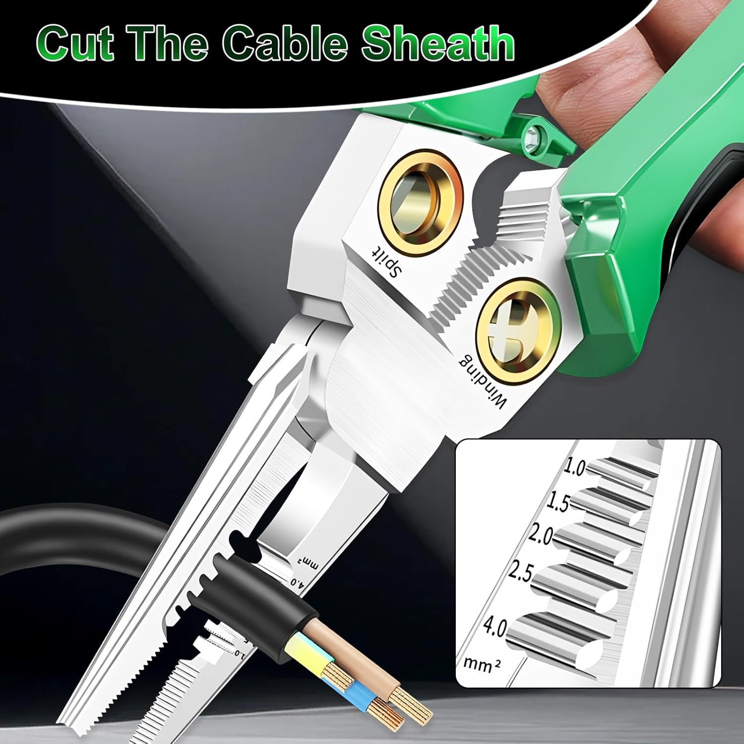 8-in-1 Multi-Functional Wire Stripping Pliers with Electrical Tester, Winding & Split Hole Design, Made from Durable Stainless Steel